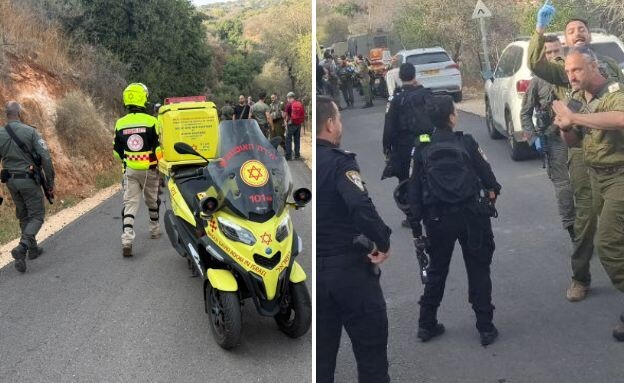האירוע רב-הנפגעים פיצוץ נפל בצפון הארץ רכס רמים מצפה פאר (צילום: דוברות מד"א, דוברות המשטרה)