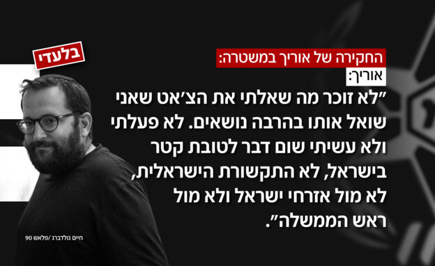 מתוך חקירתו של יונתן אוריך במשטרה מתוך חקירתו של יונתן אוריך במשטרה