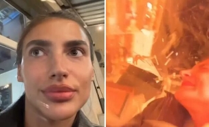 צילמה ולוג כשהטיל פגע (צילום: מתוך הרשתות החברתיות בהתאם לסעיף 27א' בחוק)