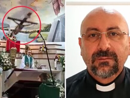 כומר נהרג בשידור חי – לאחר שצלב נפל עליו בזמן מיסה