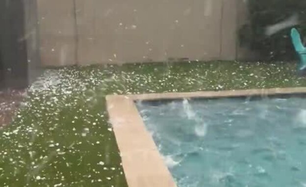 סופה חריגה: צפו במטח הברד הכבד שגרם נזק